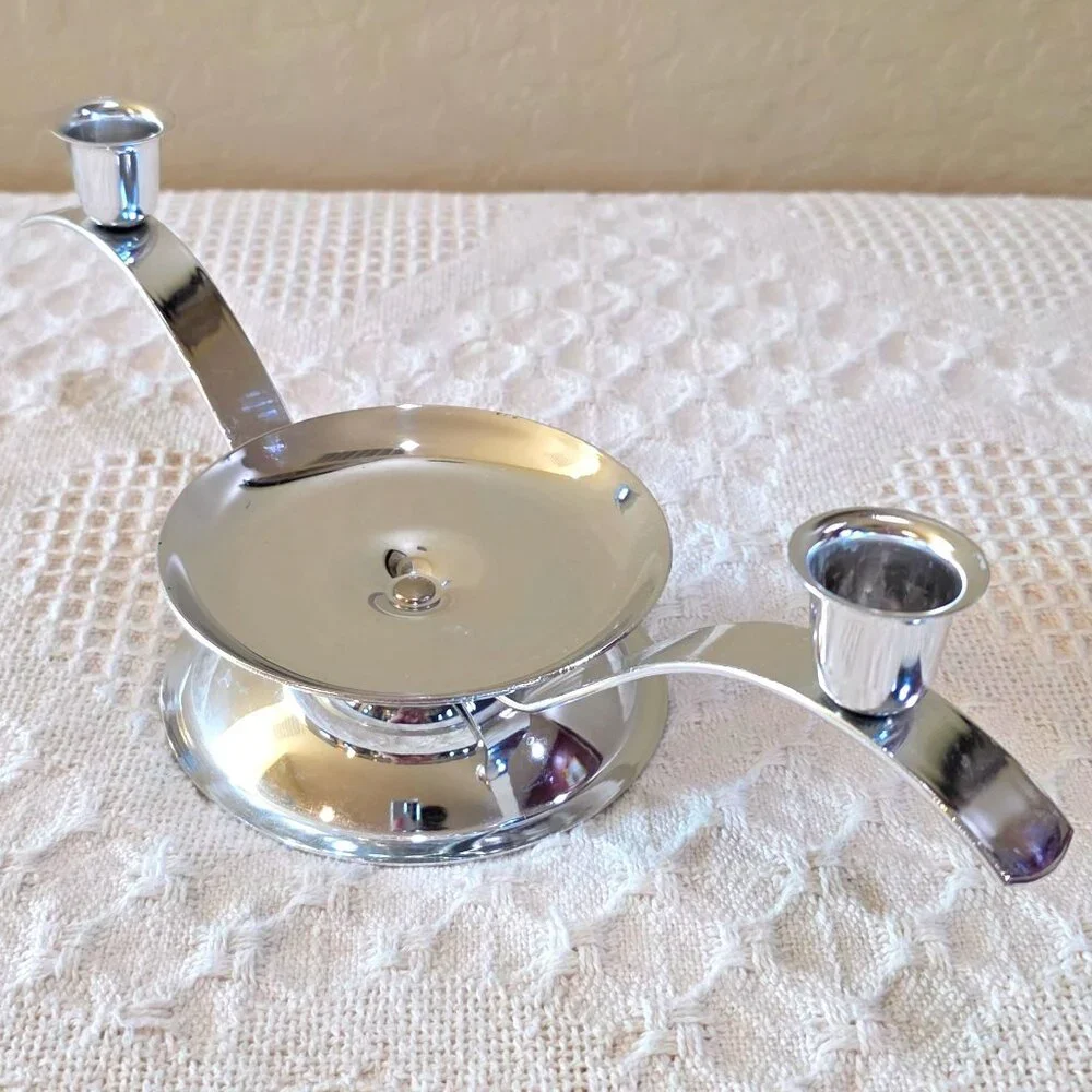 Vintage Silver Wedding Unity Candle Holder Home Decor Pillar Taper Candle Holder